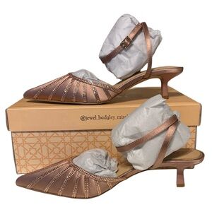 Jewel Badgley Mischka Rose Gold Kitten Heels
